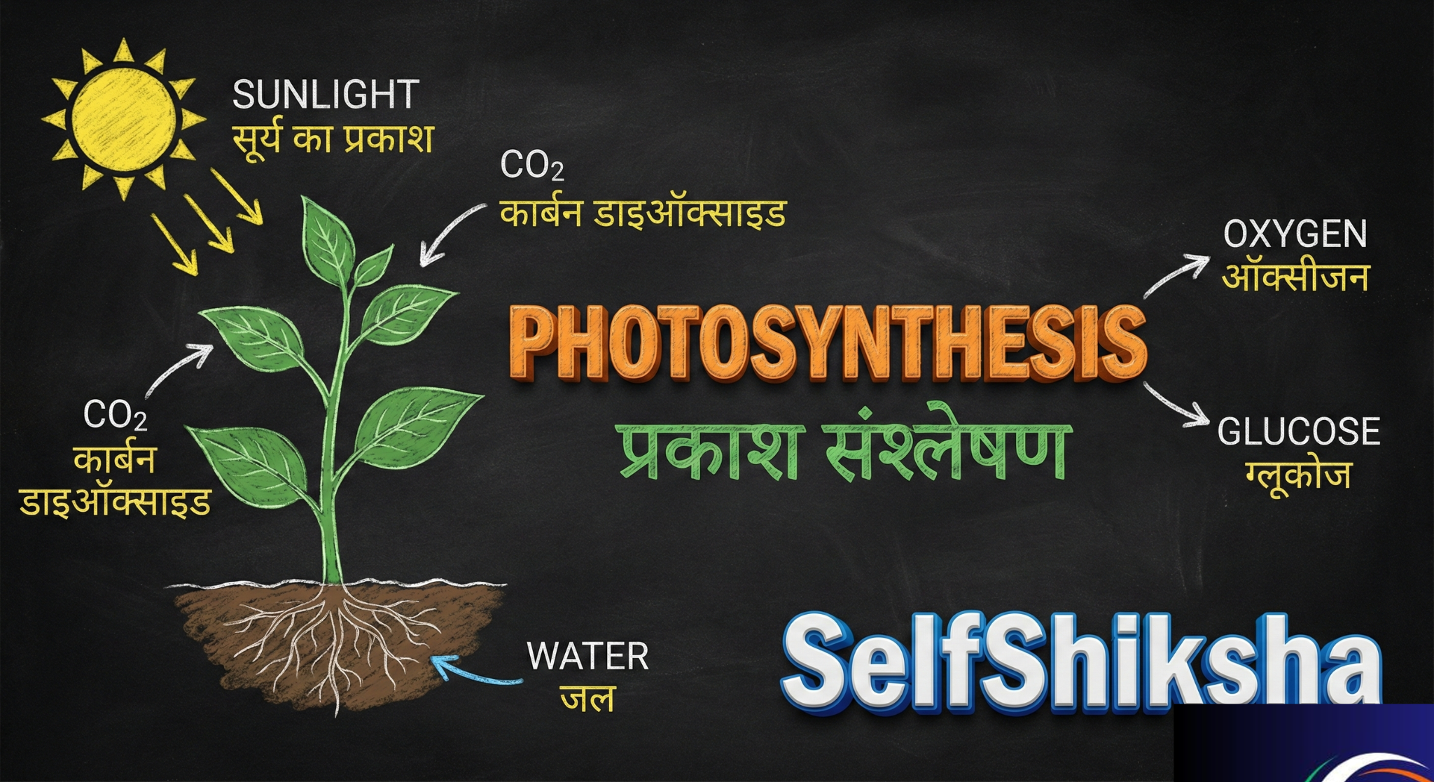 प्रकाश संश्लेषण प्रक्रिया का चित्र (Photosynthesis Process Diagram in Hindi) - Class 10