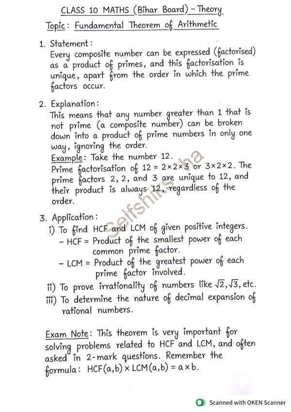 Class 10th Mathematics Complete Theory Notes PDF | Chapter-Wise | NCERT + Board Exam Oriented