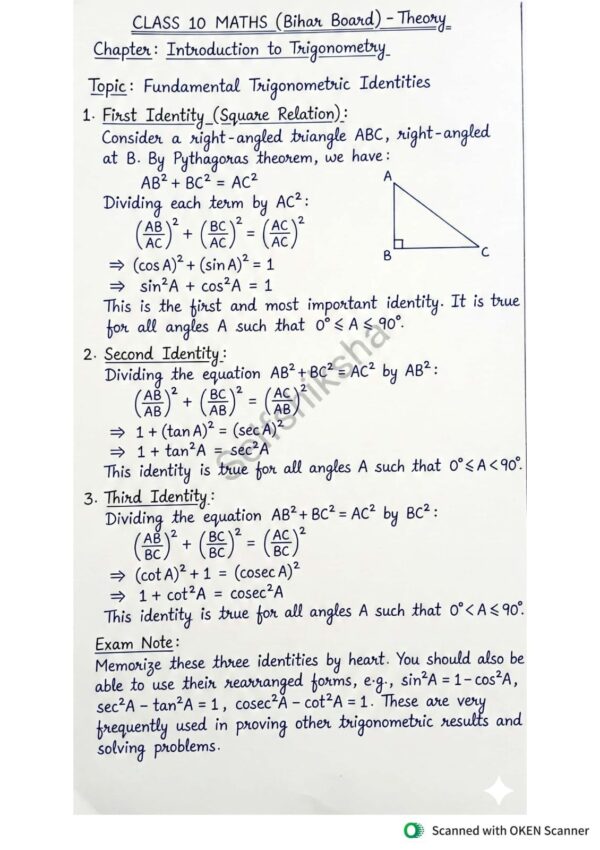 Class 10th Mathematics Complete Theory Notes PDF | Chapter-Wise | NCERT + Board Exam Oriented