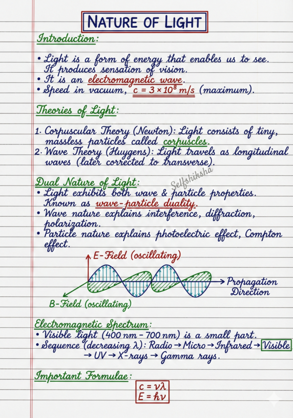 Class 10th Physics Notes | NCERT Based | Bihar Board & CBSE | PDF + Handwritten Style