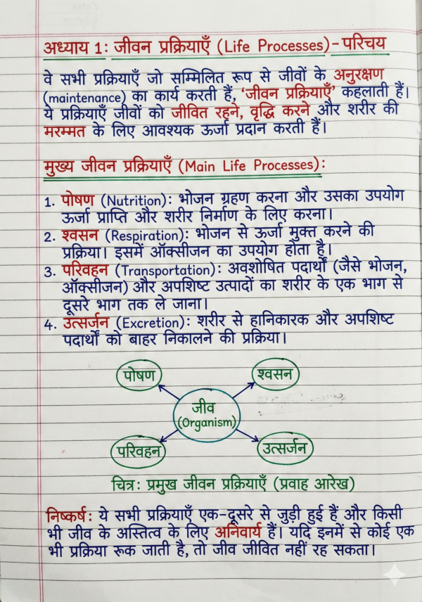 Class 10 Biology Handwritten Notes (NCERT Based) Hindi Medium | Board Exam & Revision Notes (PDF)