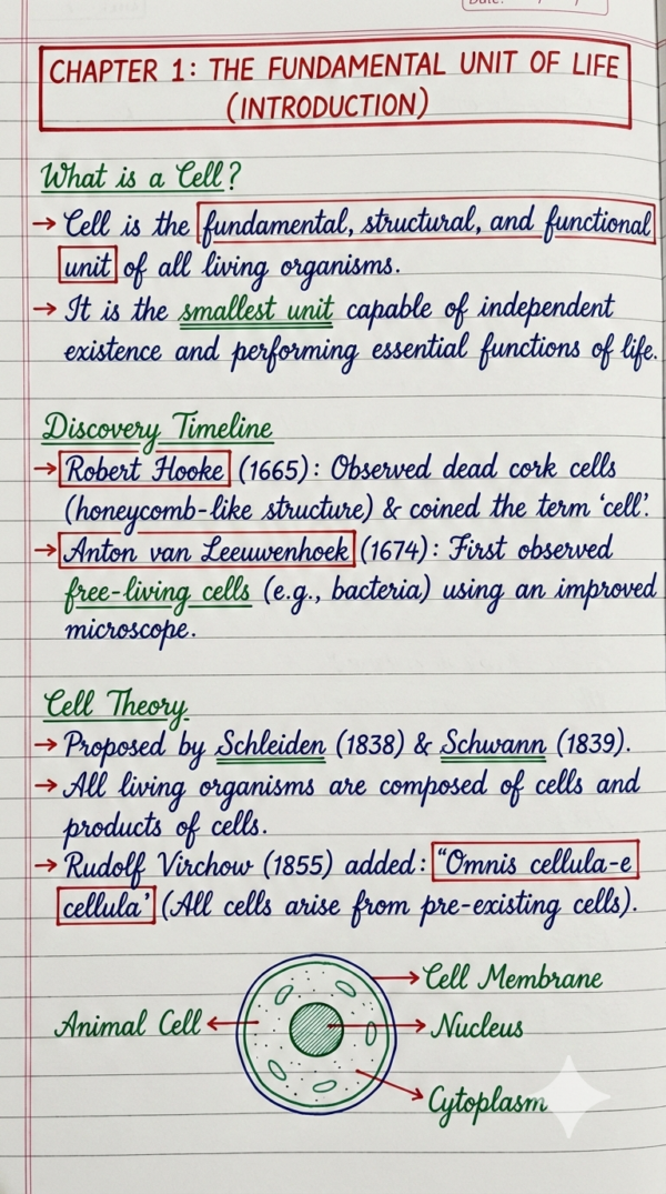 Class 9th Biology Handwritten Notes (CBSE & ICSE)