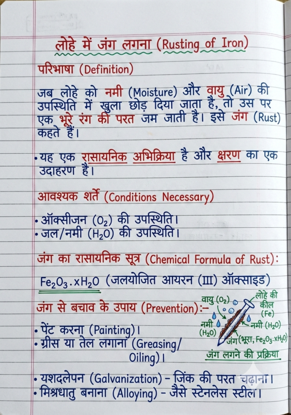 Class 10 Chemistry Notes Hindi Medium | Bihar Board (BSEB) | PDF Notes Chapterwise