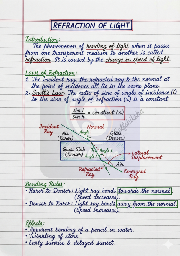 Class 10th Physics Notes | NCERT Based | Bihar Board & CBSE | PDF + Handwritten Style