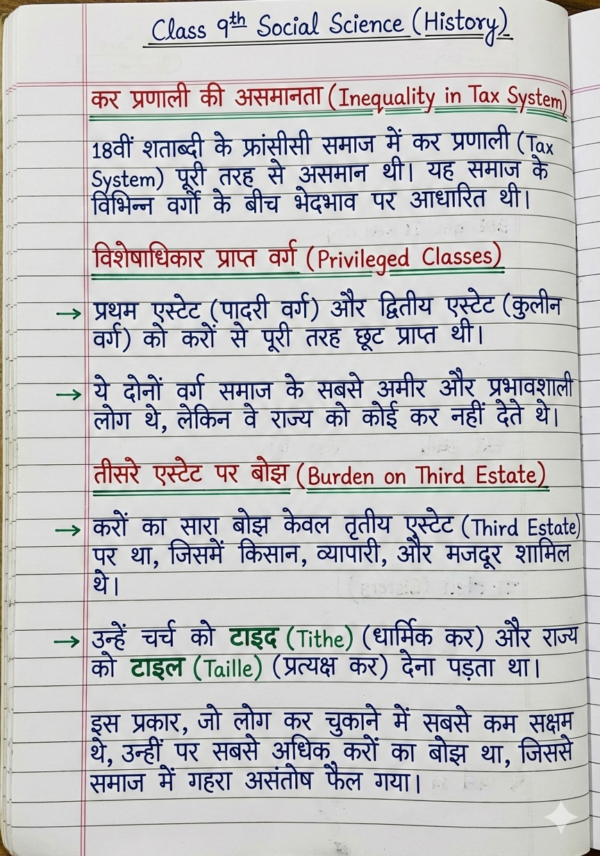 Class 9 History Handwritten Notes (Hindi Medium) | कक्षा 9 इतिहास सम्पूर्ण नोट्स PDF