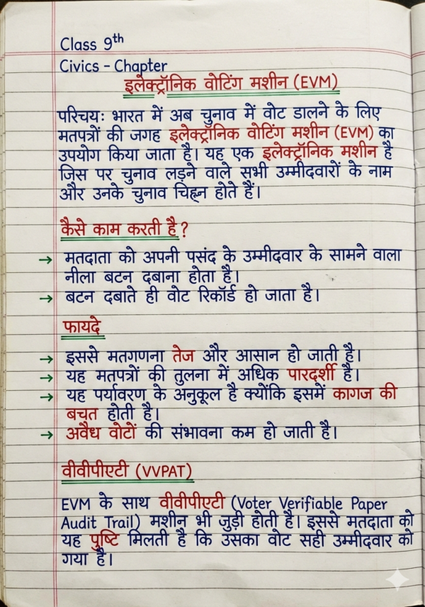 Class 9th Civics Notes (BSEB Hindi Medium) – NCERT Based Detailed Handwritten Notes PDF | Bihar Board Class 9th Political Science Notes