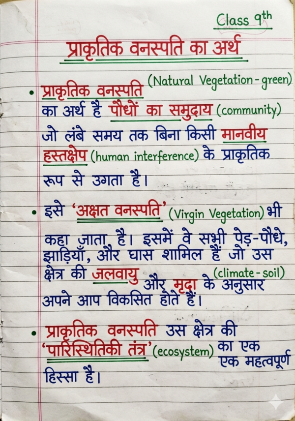 Class 9th Geography Handwritten Notes (BSEB Hindi Medium) – NCERT Based Detailed Handwritten Notes PDF | Bihar