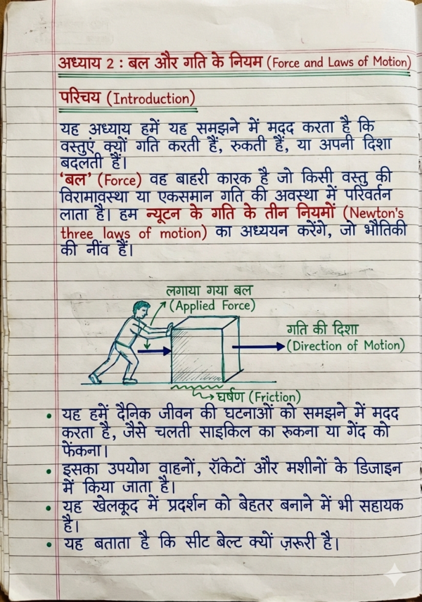 Class 9th Physics Handwritten Notes (BSEB Hindi Medium) – NCERT Based Detailed Notes PDF | Bihar Board