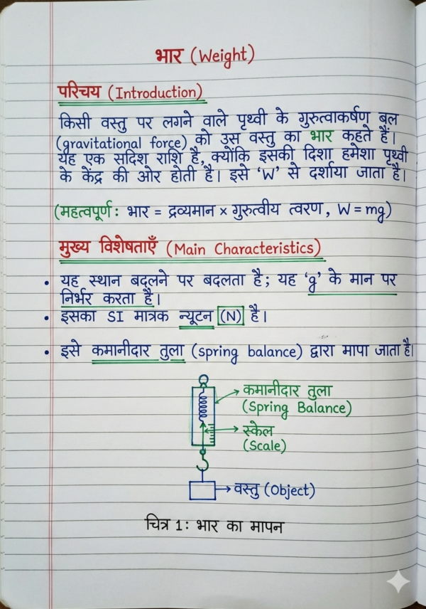 Class 9th Physics Handwritten Notes (BSEB Hindi Medium) – NCERT Based Detailed Notes PDF | Bihar Board