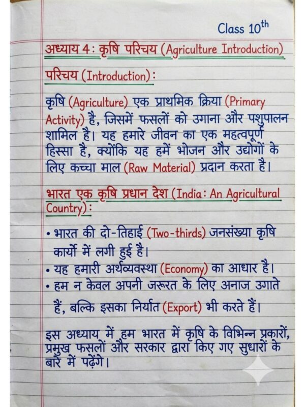 Class 10th Geography (भूगोल) Handwritten Notes PDF | NCERT Based | BSEB Hindi Medium | Chapterwise Complete Notes | Exam Ready Study Material