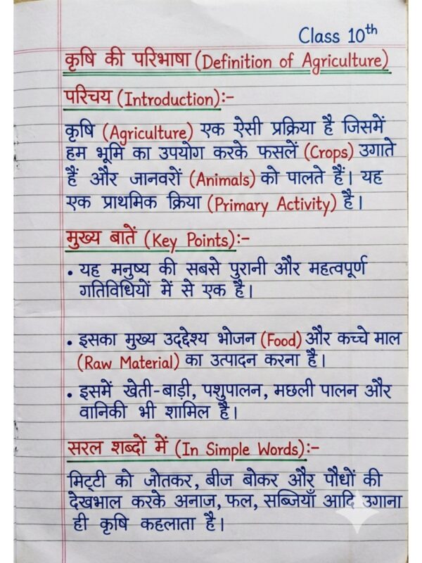 Class 10th Geography (भूगोल) Handwritten Notes PDF | NCERT Based | BSEB Hindi Medium | Chapterwise Complete Notes | Exam Ready Study Material
