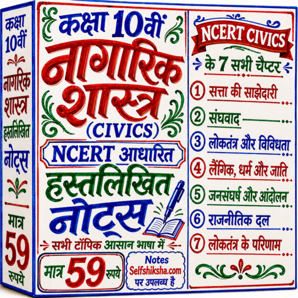 Class 10th Civics (नागरिक शास्त्र) Handwritten Notes PDF | NCERT Based | BSEB Hindi Medium | Chapterwise Complete Notes | Exam Ready Study Material