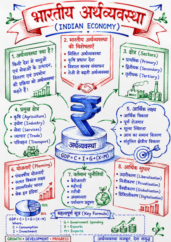 Economics One Shot Revision Notes (Colourful PDF) | UPSC, BPSC, SSC एवं सभी प्रतियोगी परीक्षाओं के लिए
