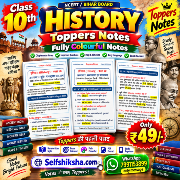 Class 10th History Toppers Notesl Selfshiksha